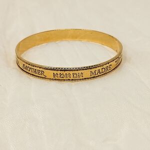 Mother engraved large gold bangle bracelet
